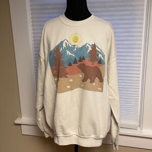 PS/LA Cream Mountain Bear Graphic Sweatshirt UNISEX Small. Free shipping